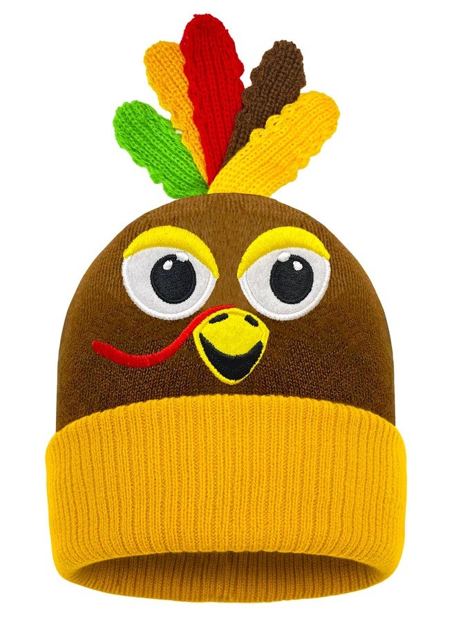 Dkomekii Thanksging Turkey Run Beanie Hat Turkey Running Hats Pom Poms for Men Women Runners Role Play Knitted Cap - Image 1
